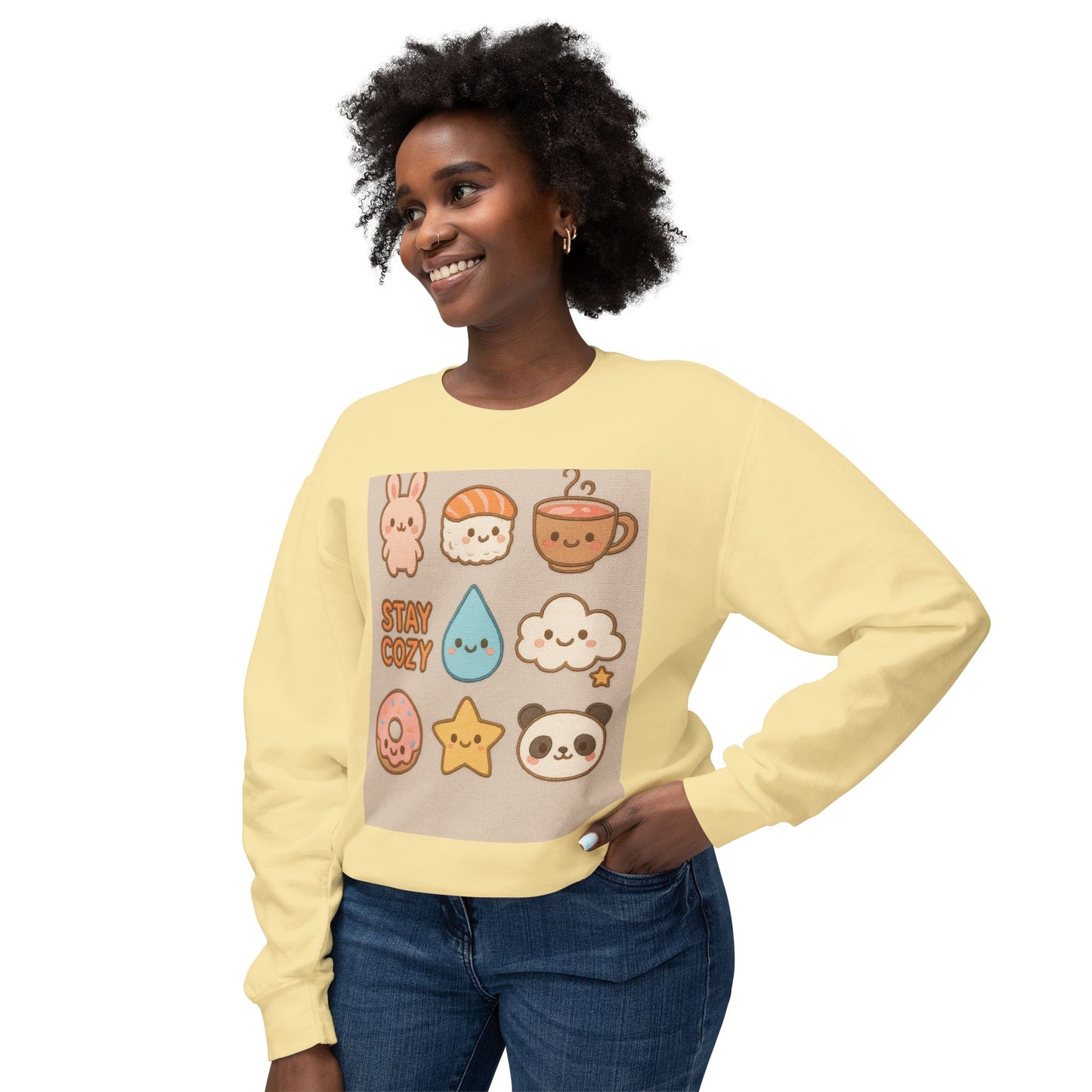 Cozy Crewneck Sweatshirt | Stay Cozy & Rise N' Shine | Cute Cartoon Design | Gift for Friends & Family | Perfect for Fall & Winter