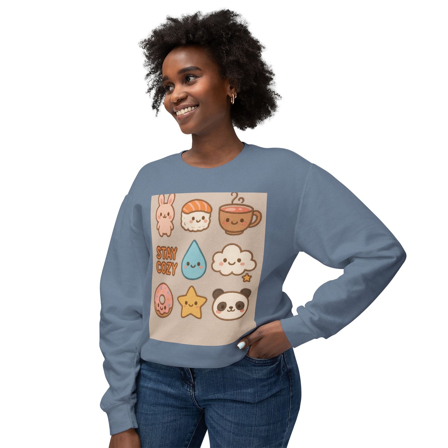 Cozy Crewneck Sweatshirt | Stay Cozy & Rise N' Shine | Cute Cartoon Design | Gift for Friends & Family | Perfect for Fall & Winter