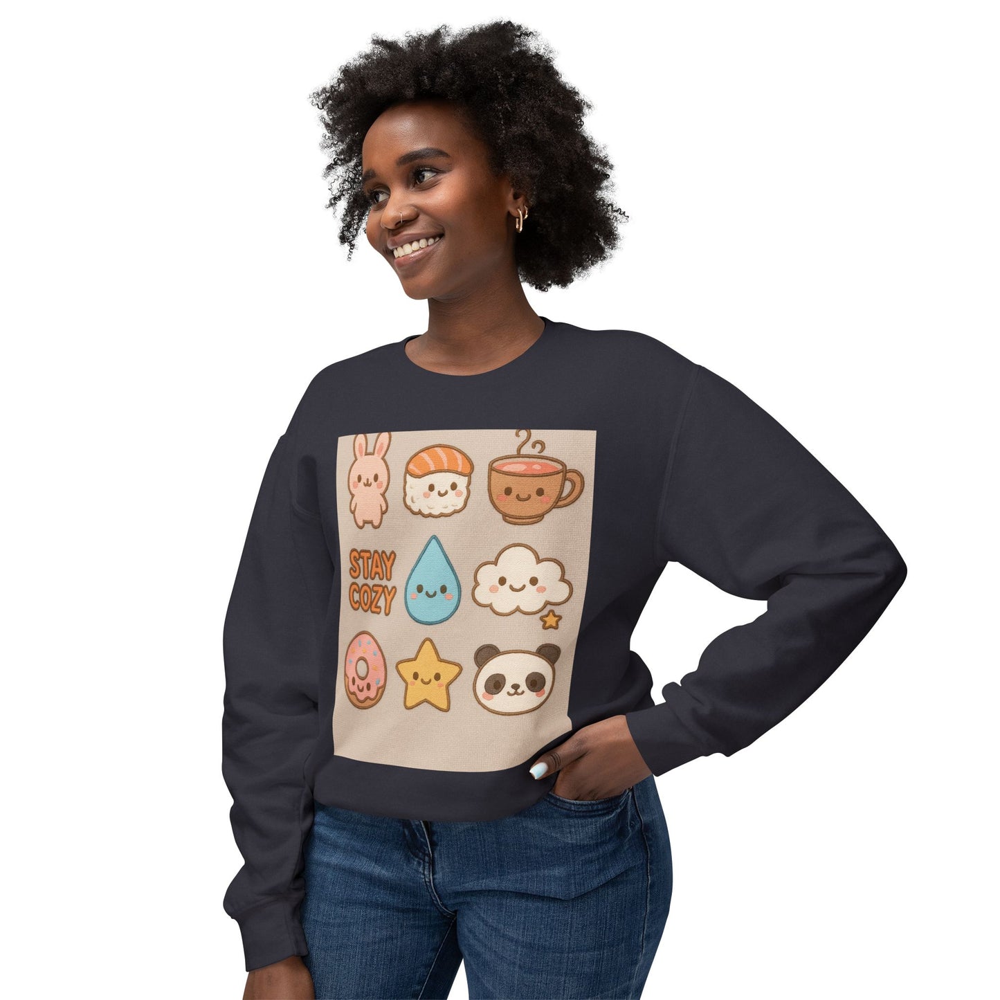 Cozy Crewneck Sweatshirt | Stay Cozy & Rise N' Shine | Cute Cartoon Design | Gift for Friends & Family | Perfect for Fall & Winter