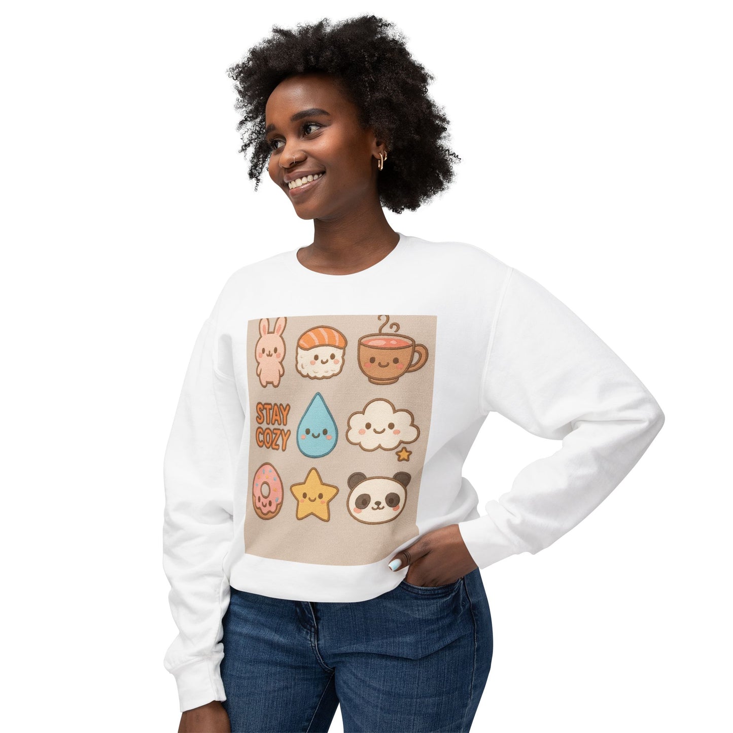 Cozy Crewneck Sweatshirt | Stay Cozy & Rise N' Shine | Cute Cartoon Design | Gift for Friends & Family | Perfect for Fall & Winter