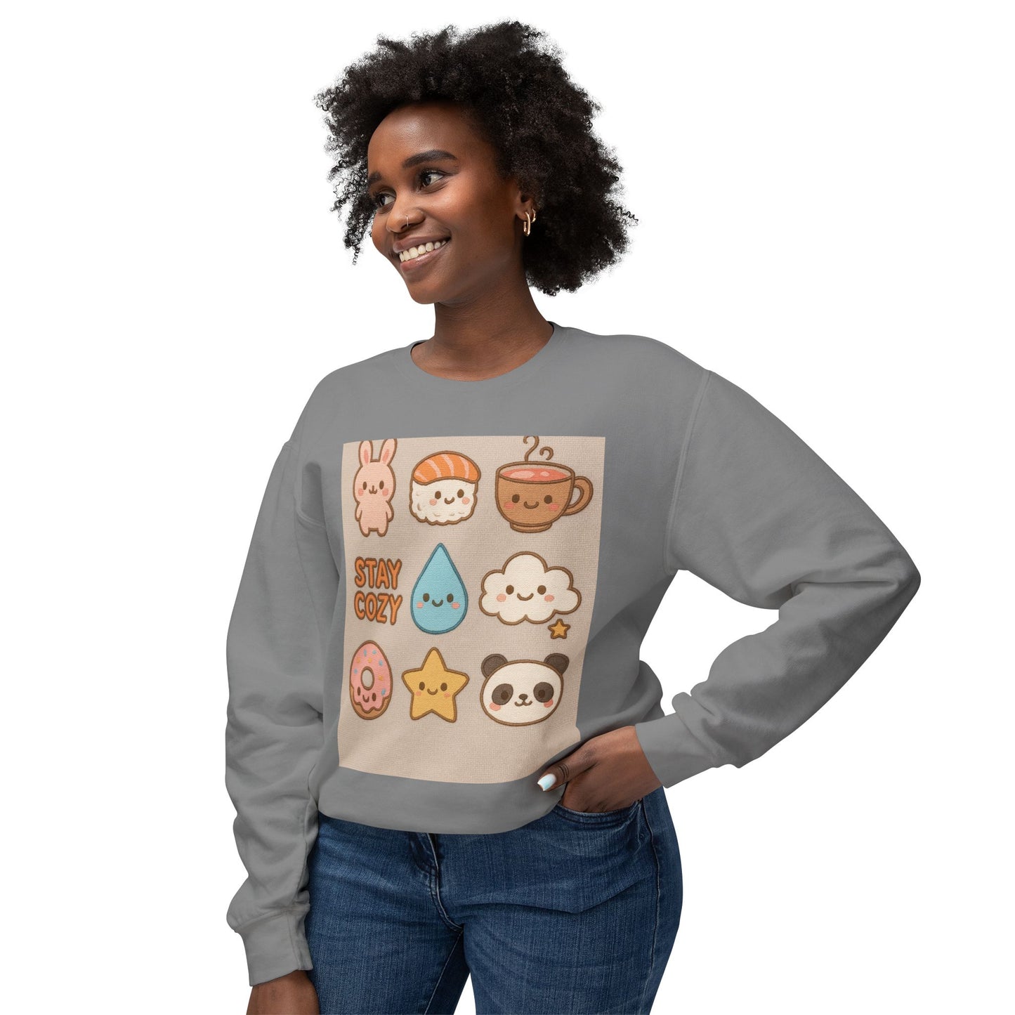 Cozy Crewneck Sweatshirt | Stay Cozy & Rise N' Shine | Cute Cartoon Design | Gift for Friends & Family | Perfect for Fall & Winter