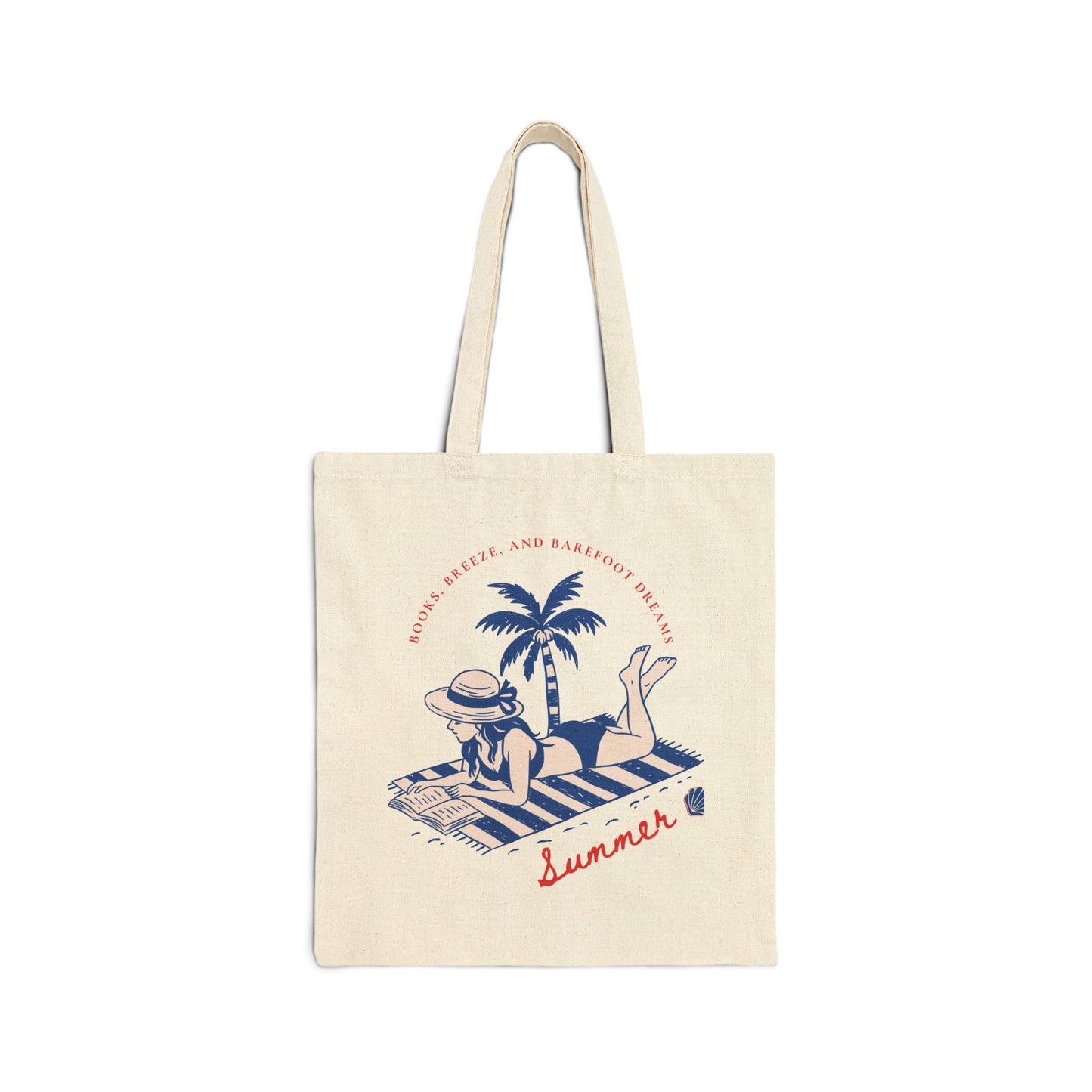 Summer Vibes Cotton Canvas Tote Bag, Beach Bag, Weekend Tote, Eco-Friendly Shopper, Gift for Vacation, Flip Flop Mood