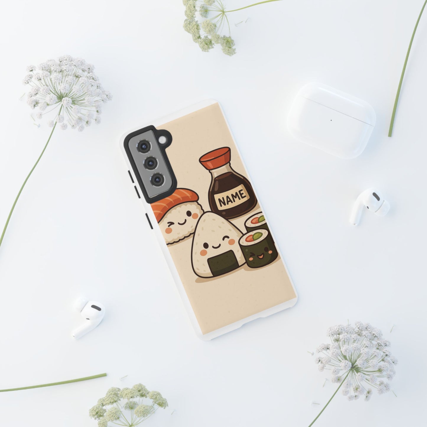 Cute Sushi Phone Case - Kawaii Sushi Design, Personalized Cell Phone Cover, Gifts for Food Lovers, Anime Style, Fun Accessories