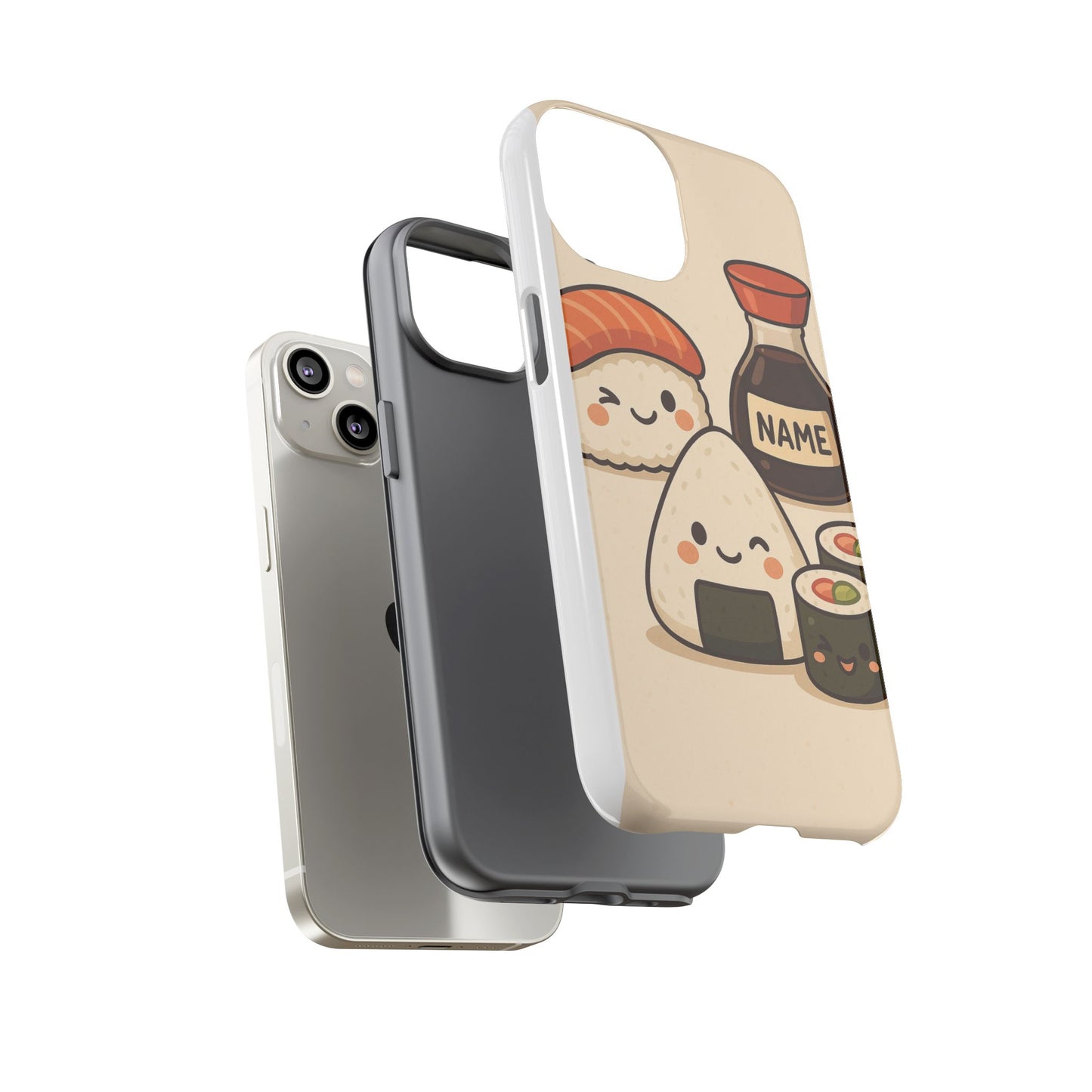 Cute Sushi Phone Case - Kawaii Sushi Design, Personalized Cell Phone Cover, Gifts for Food Lovers, Anime Style, Fun Accessories
