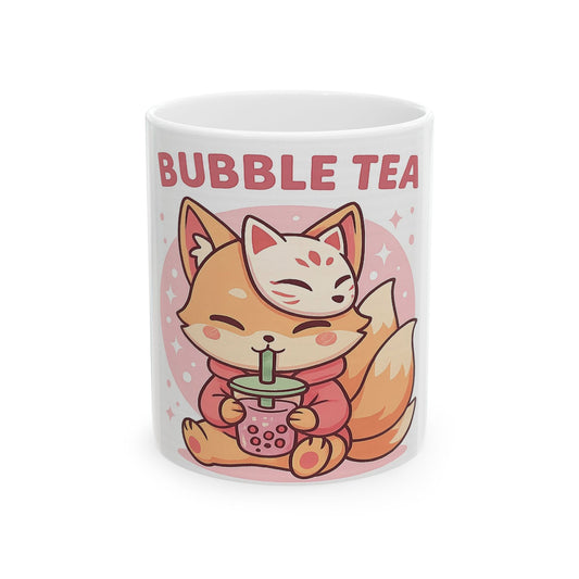 Cute Bubble Tea Ceramic Mug, Adorable Cat Coffee Cup, Kawaii Drinkware, Gift for Tea Lovers, Anime Mug, Cartoon Mug