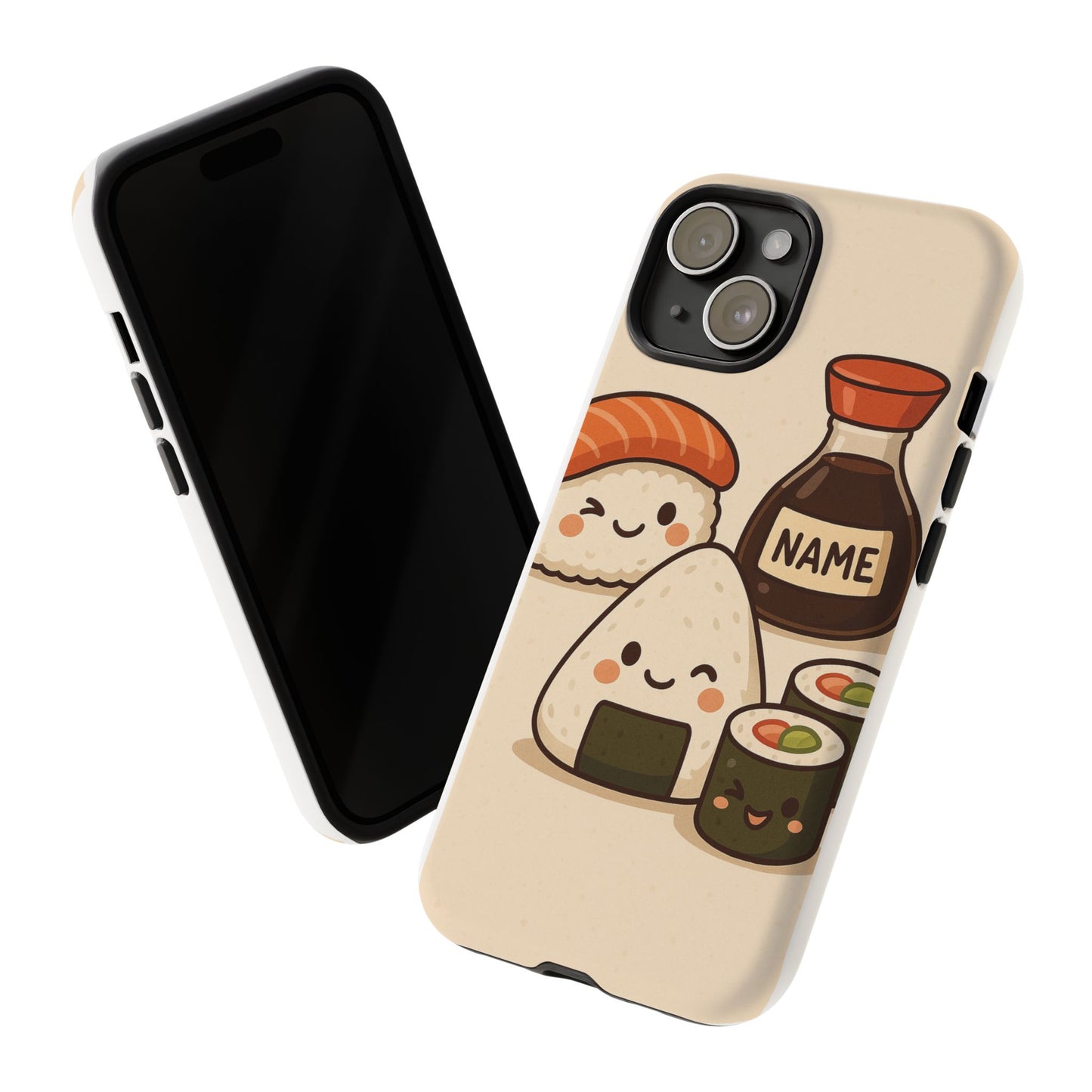 Cute Sushi Phone Case - Kawaii Sushi Design, Personalized Cell Phone Cover, Gifts for Food Lovers, Anime Style, Fun Accessories