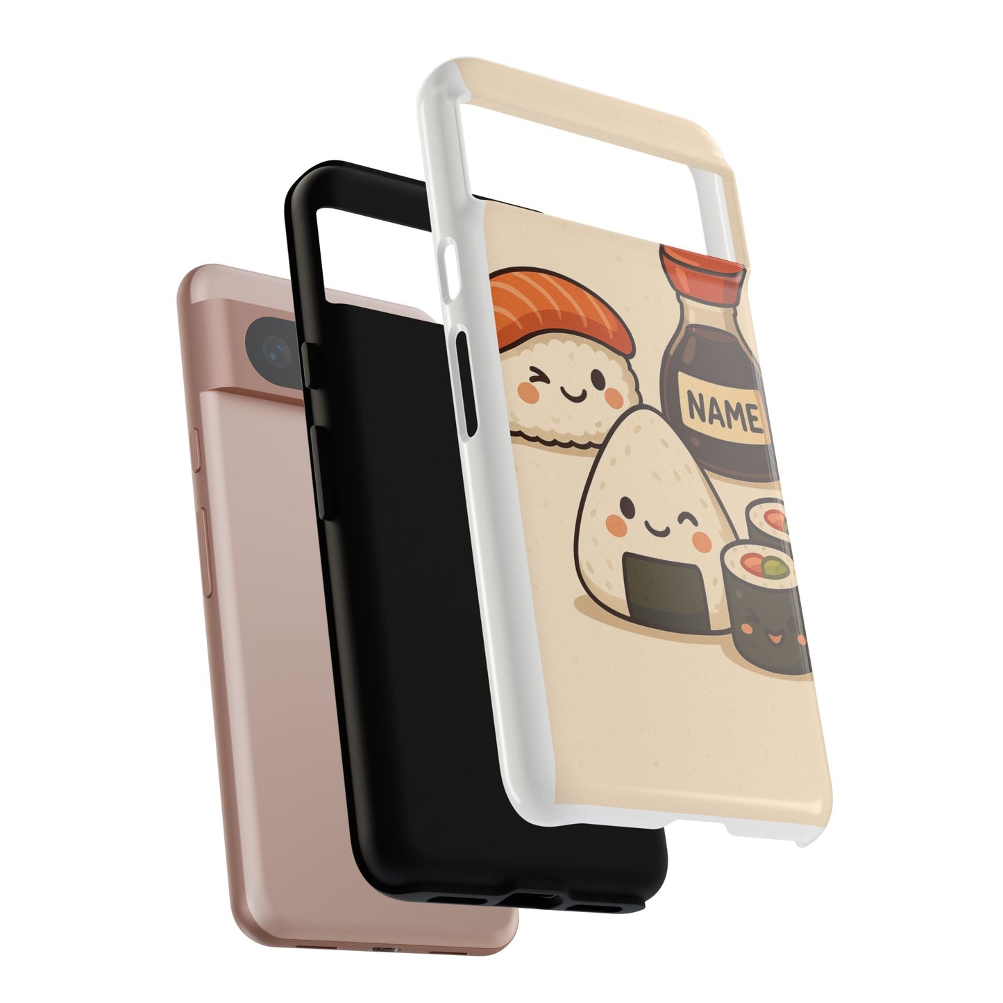Cute Sushi Phone Case - Kawaii Sushi Design, Personalized Cell Phone Cover, Gifts for Food Lovers, Anime Style, Fun Accessories