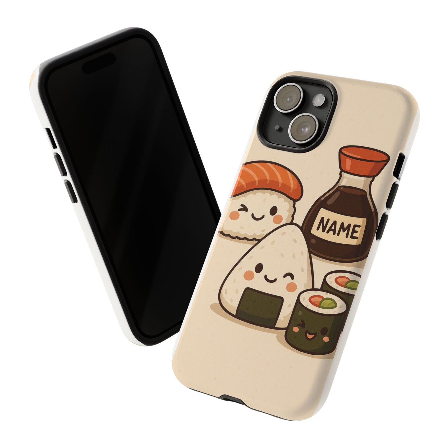Cute Sushi Phone Case - Kawaii Sushi Design, Personalized Cell Phone Cover, Gifts for Food Lovers, Anime Style, Fun Accessories