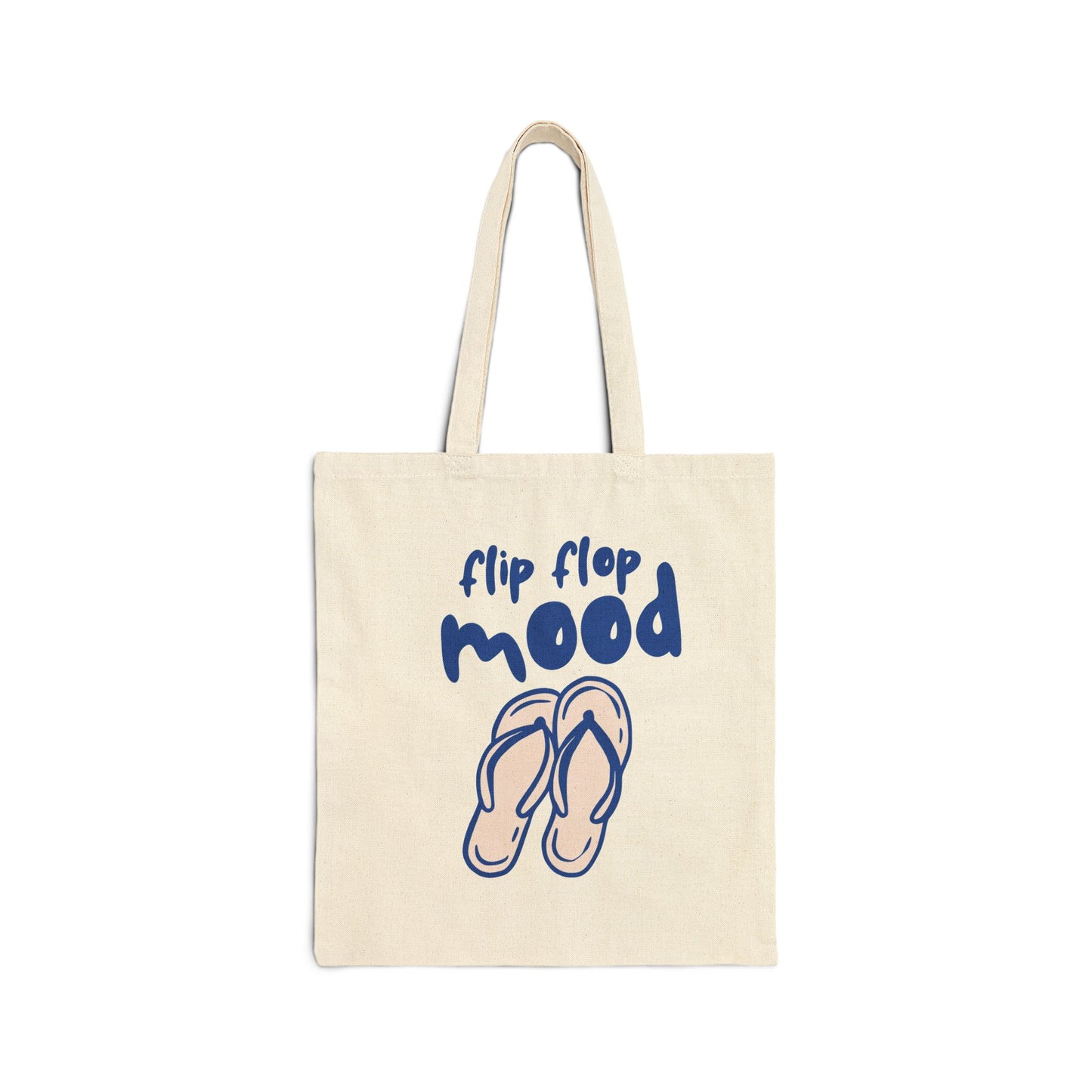 Summer Vibes Cotton Canvas Tote Bag, Beach Bag, Weekend Tote, Eco-Friendly Shopper, Gift for Vacation, Flip Flop Mood