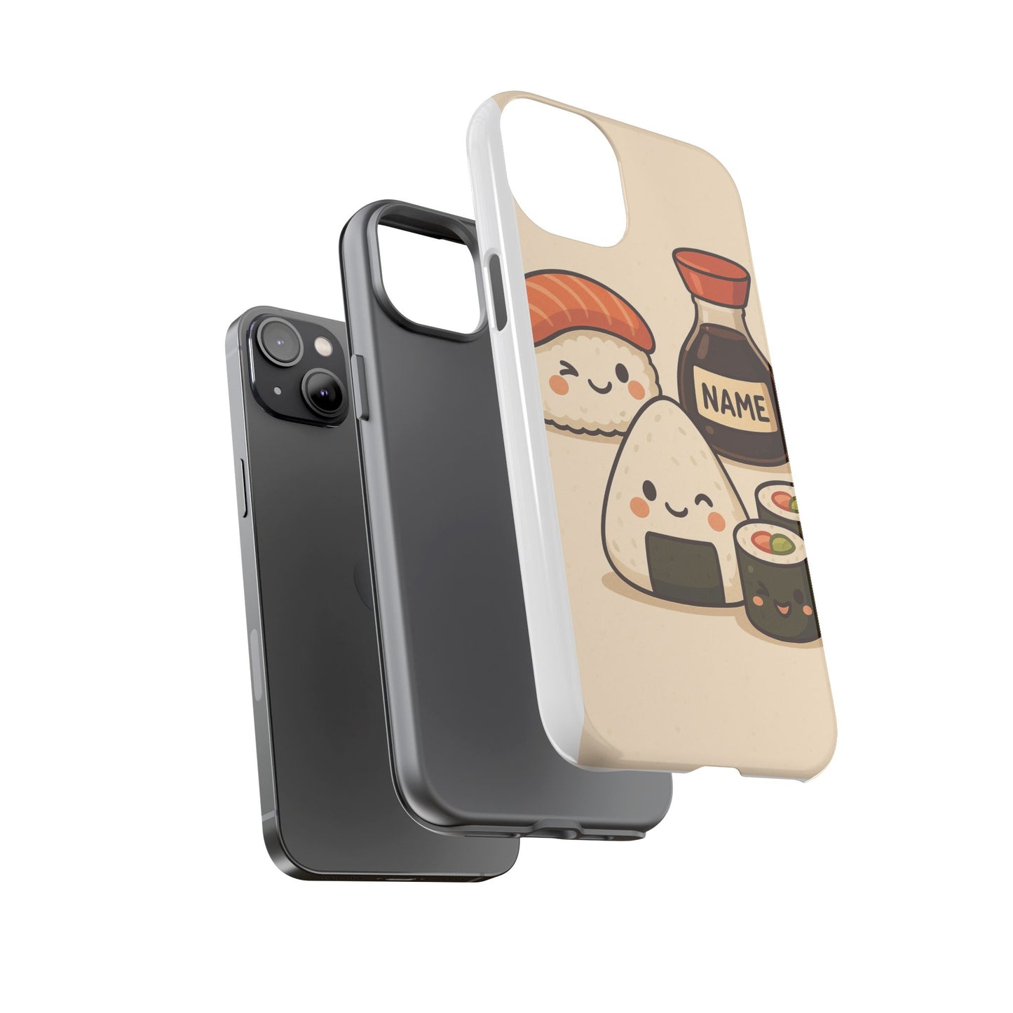 Cute Sushi Phone Case - Kawaii Sushi Design, Personalized Cell Phone Cover, Gifts for Food Lovers, Anime Style, Fun Accessories