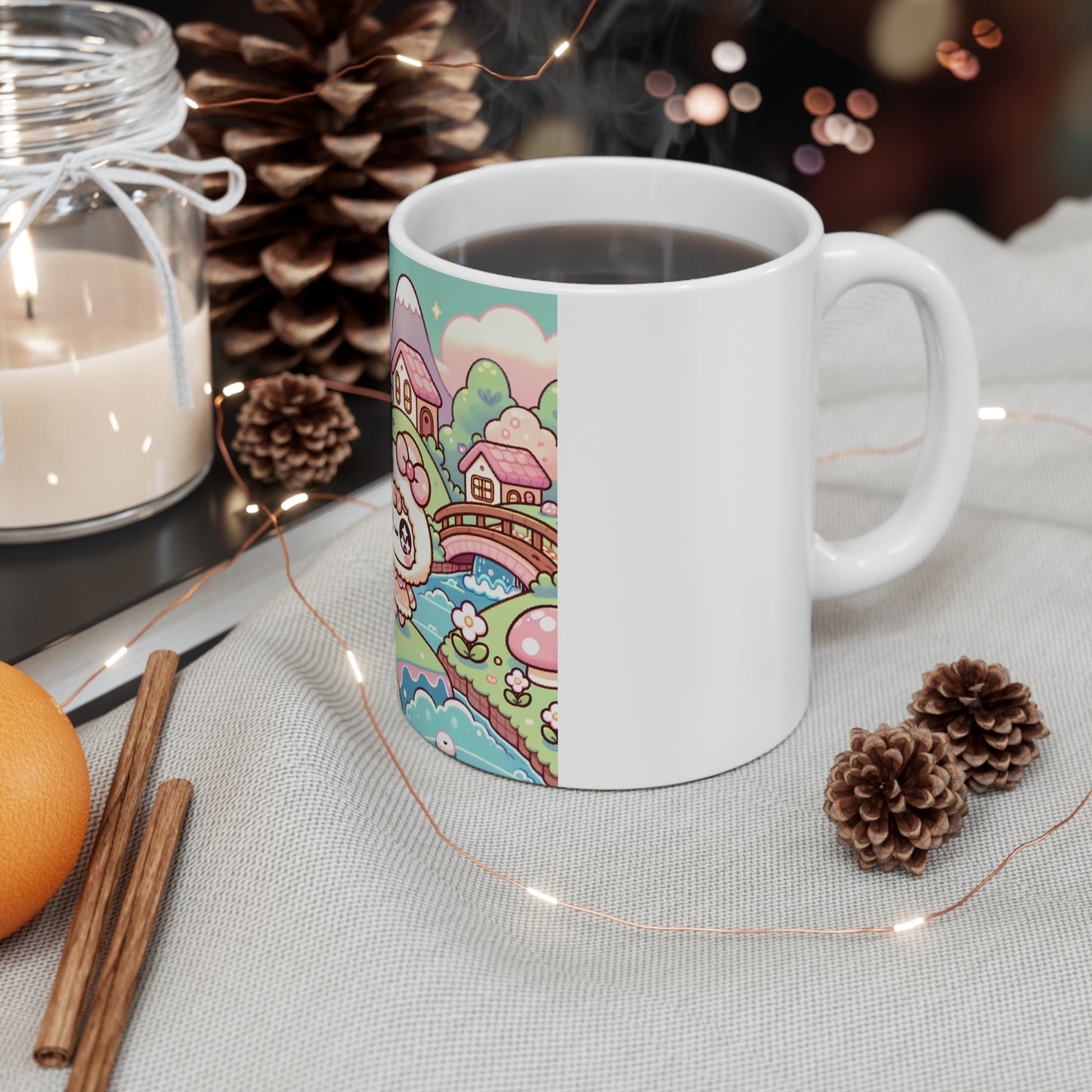 Cute Kawaii Mug with Pastel Landscape, Gift for Friends, Tea Mug, Coffee Cup, Home Decor, Cozy Gift Idea, Perfect For Any Occasion