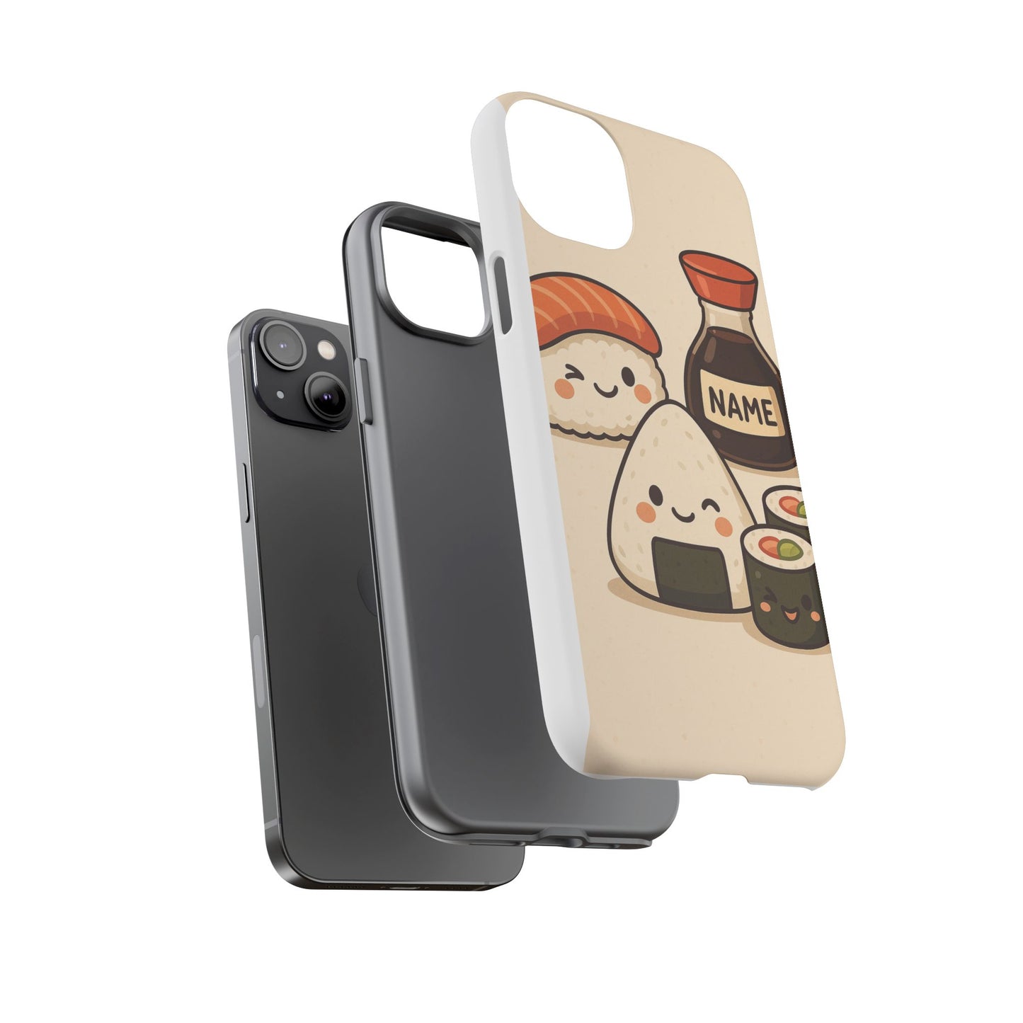 Cute Sushi Phone Case - Kawaii Sushi Design, Personalized Cell Phone Cover, Gifts for Food Lovers, Anime Style, Fun Accessories