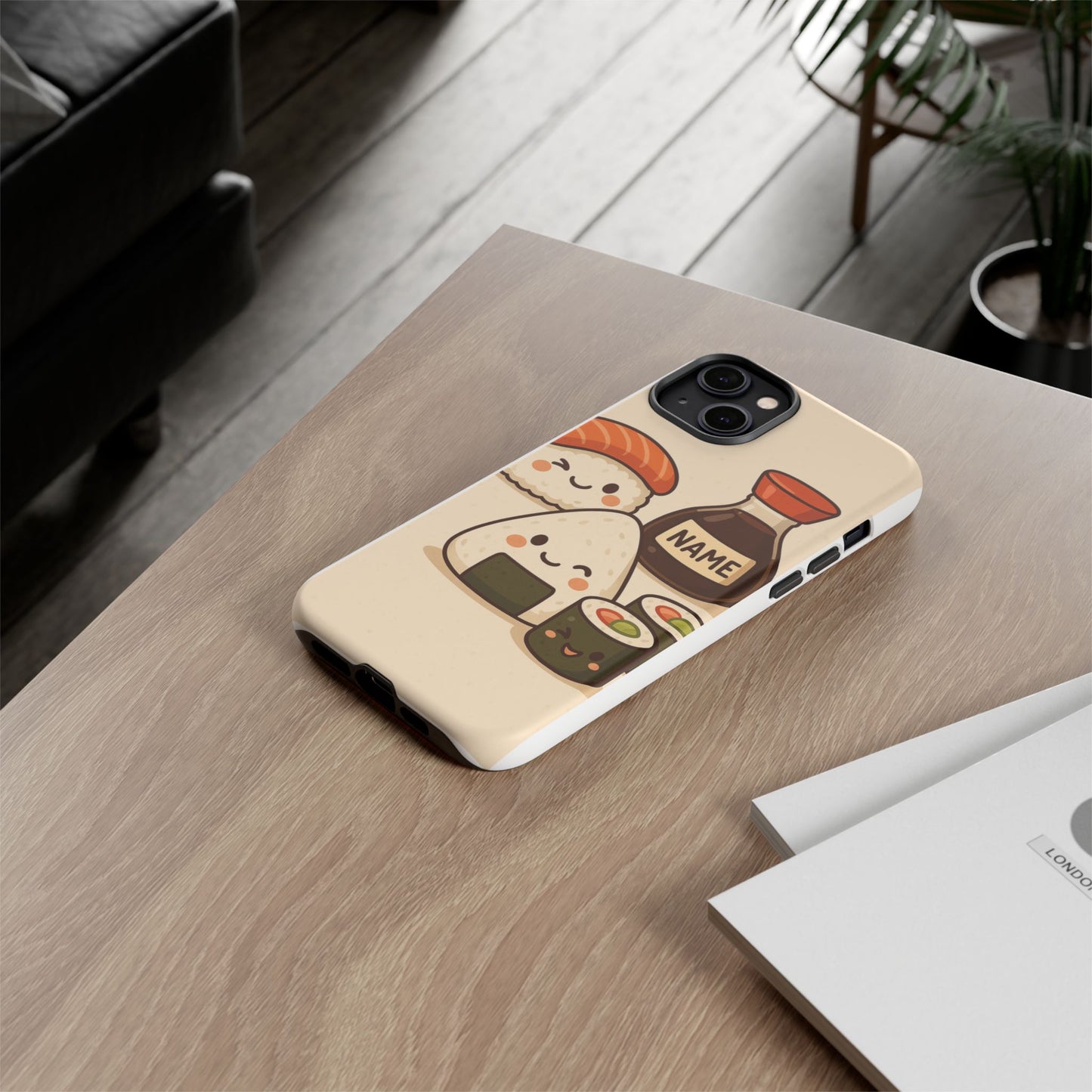 Cute Sushi Phone Case - Kawaii Sushi Design, Personalized Cell Phone Cover, Gifts for Food Lovers, Anime Style, Fun Accessories
