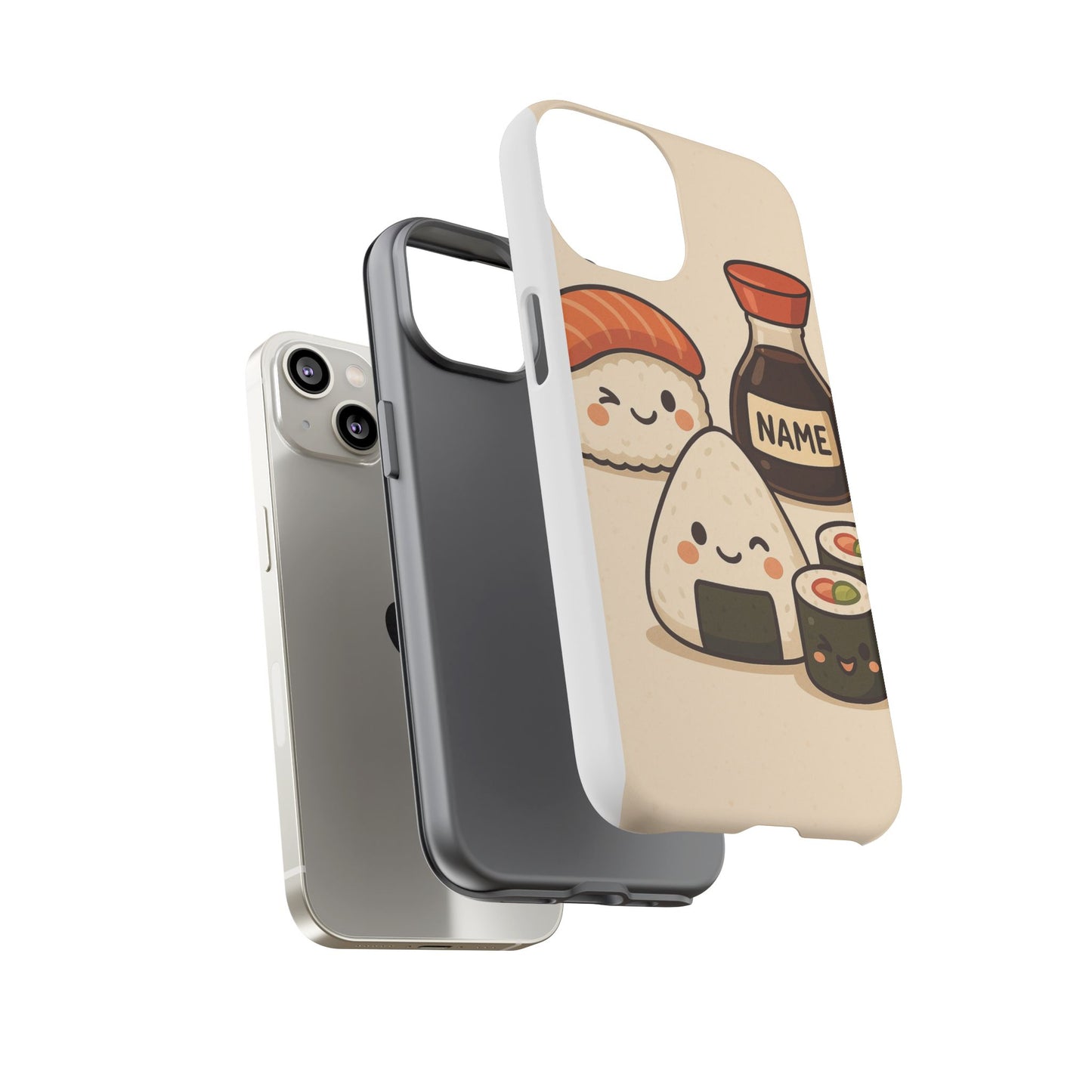 Cute Sushi Phone Case - Kawaii Sushi Design, Personalized Cell Phone Cover, Gifts for Food Lovers, Anime Style, Fun Accessories