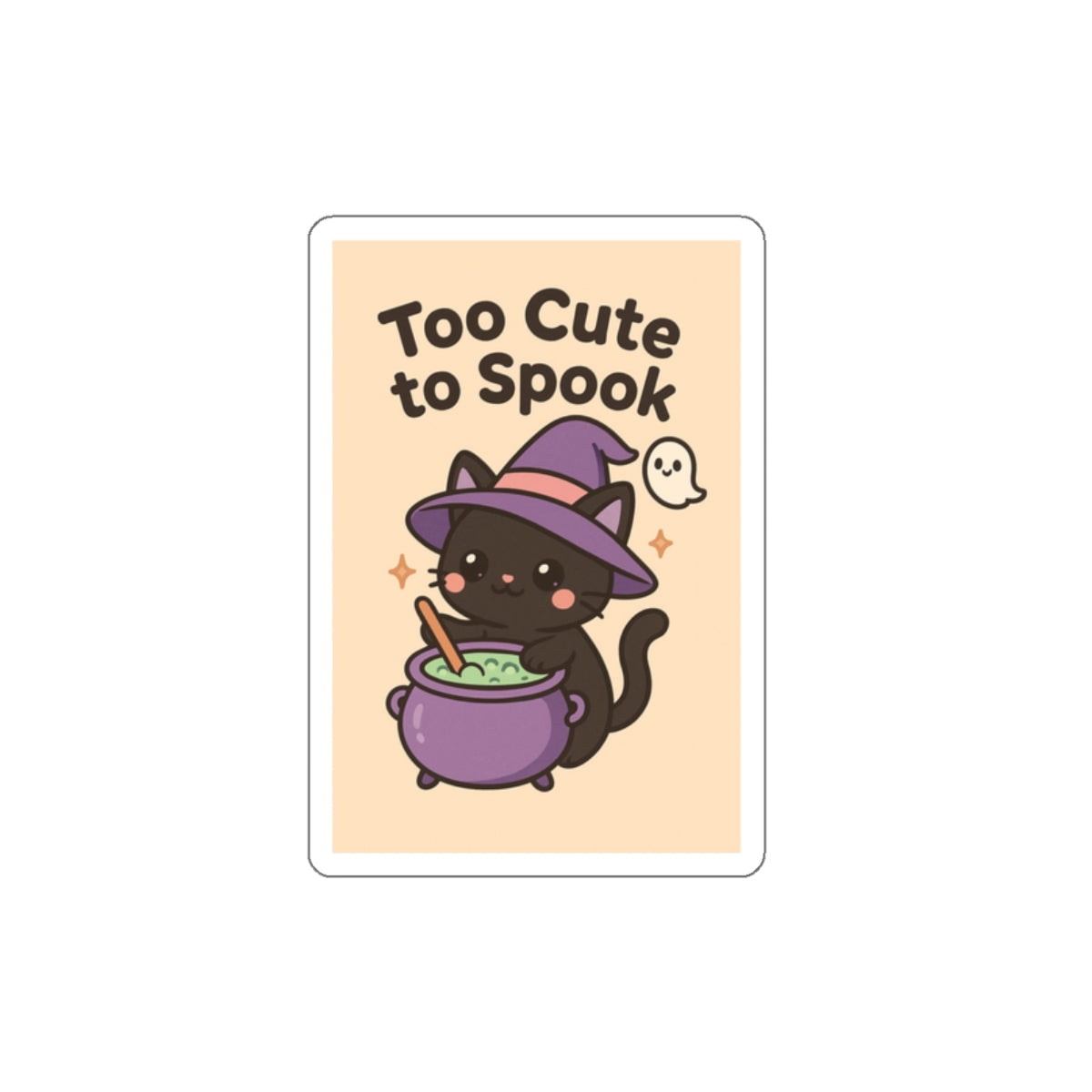 Cute Halloween Cat Die-Cut Stickers, Too Cute to Spook, Perfect for Laptops, Water Bottles, Journals, Halloween Decor