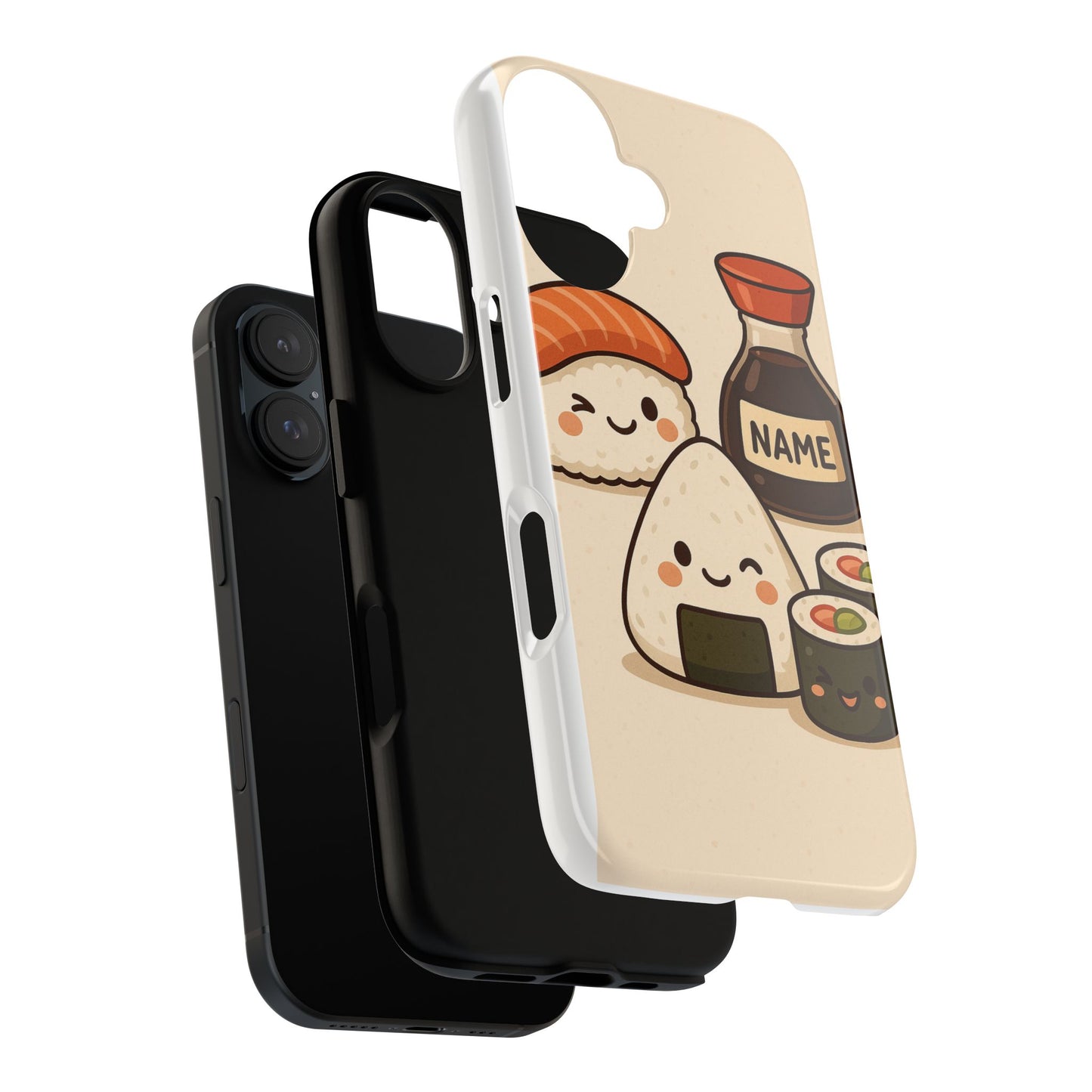 Cute Sushi Phone Case - Kawaii Sushi Design, Personalized Cell Phone Cover, Gifts for Food Lovers, Anime Style, Fun Accessories