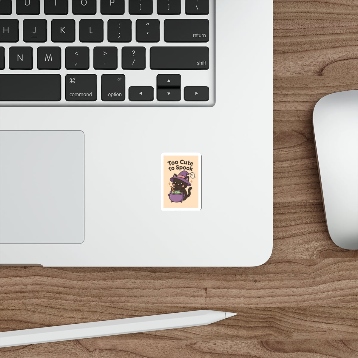 Cute Halloween Cat Die-Cut Stickers, Too Cute to Spook, Perfect for Laptops, Water Bottles, Journals, Halloween Decor
